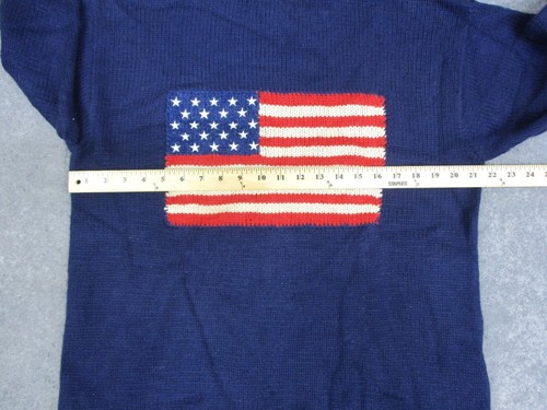 Vintage Ralph Lauren Country Sweater Mens Medium American Flag Hand Knit 90s NOS - 第 7/19 張圖片