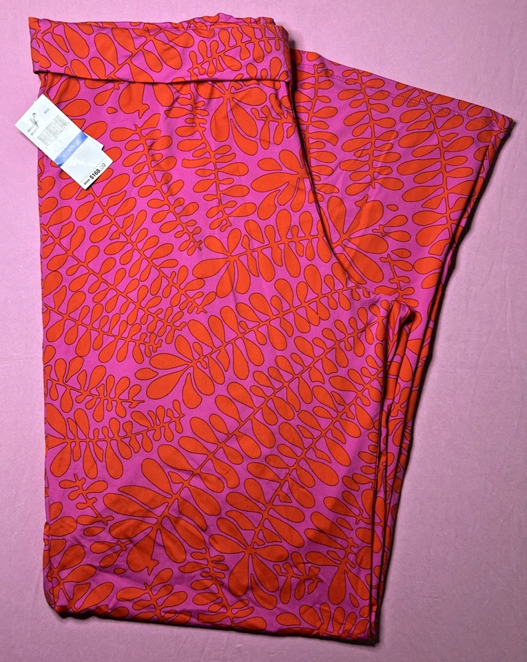 Trina Turk Enrejado Traje de Baño Encubrimiento Tela Pantalones XL Rosa Naranja Pierna Ancha Foto 2 de 4