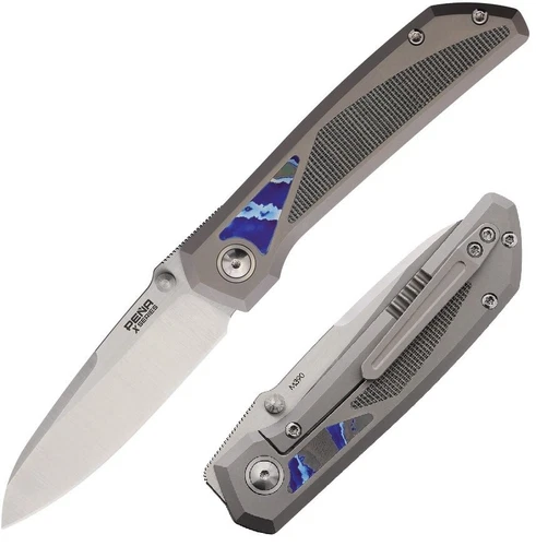 Pena Knives Folding Knife 3.25" Bohler M390 Steel Blade Titanium/Micarta/Mokuti