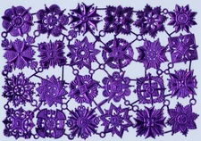 GERMAN DRESDEN DIE CUT Sm PURPLE FOIL PAPER ORNAMENTS VICTORIAN EASTER CRAFTS