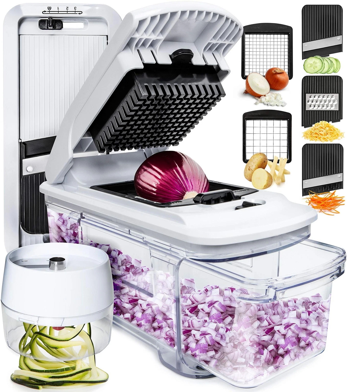 Fullstar All-in-1 Vegetable Chopper, Mandoline Slicer & Cheese Grater - Multi Bl