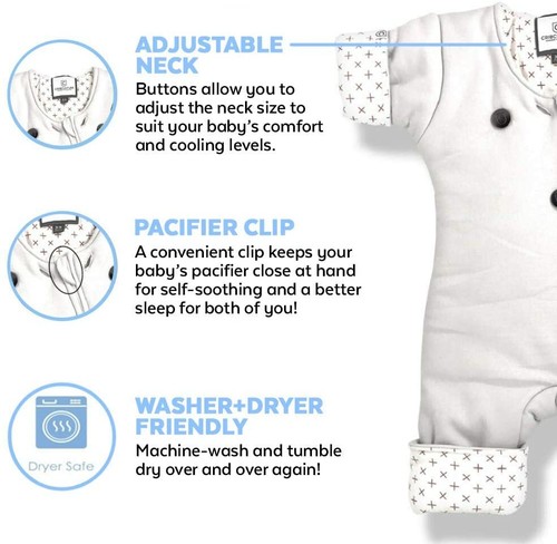 Pigiama Ultra Alta Qualità Swaddle Transition per Bambino 3-9 Mesi Grigio Chev - Foto 3 di 10