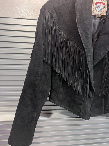 Vintage Adler Cowgirl/Motorcycle Leather Jacket, Short Waist with Fringe, Size L - Picture 3 of 15