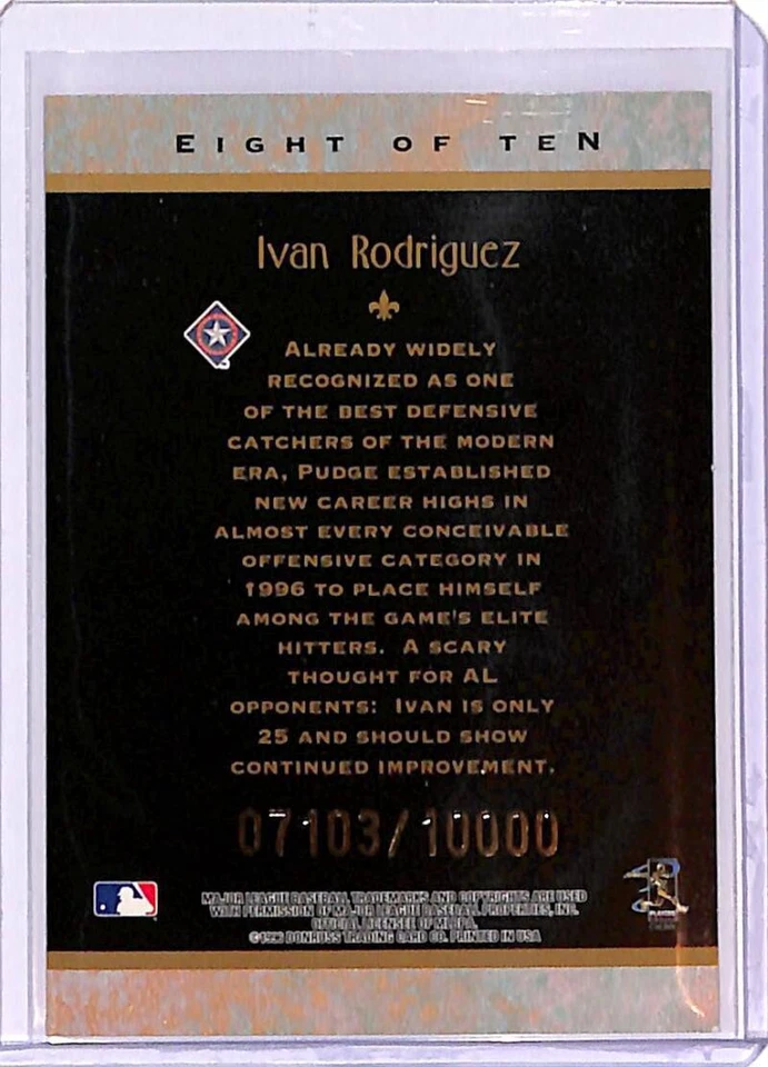 Бейсбольная карточка 1997 Donruss Diamond Kings No8 Иван Родригес Texas Rangers ID22861 - Изображение 2 из 2