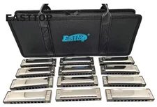EASTTOP 10Hole Diatonic Blues Harmonica Set of 12 key HarmonicaMouth Organ set