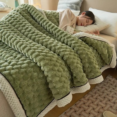 Warm Blanket Super Soft Thicken Sofa Throw Blankets Solid Color Velvet Bedspread