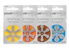 60 PowerOne Hearing Aid Batteries SIZE 10, 13, 312, Implant Made in Germany-2028
