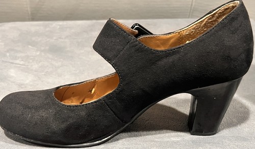 Jaclyn Smith Black Gothic Mary Jane Buckle Pumps Womans High Heels Shoes 8W - Picture 5 of 24
