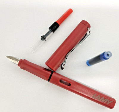 2pcs LAMY Safari Red Fountain Pen Extra Fine Nib Without Gift Box OEM Pen #6886