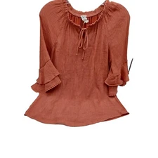 Naif Womens Shirt Blouse Size Small 3/4 Sleeve Rust 