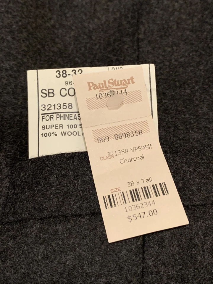 Paul Stuart Phineas Cole Sz Small 100% Wool Double Breasted Vest Charcoal Gray - Image 2 of 4