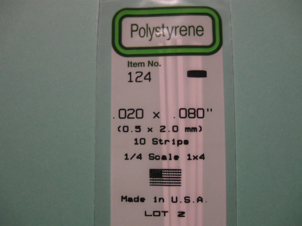 (1,80 €/m), Vierkantstab 0,5 x 2,0 x 350 mm, Evergreen 124