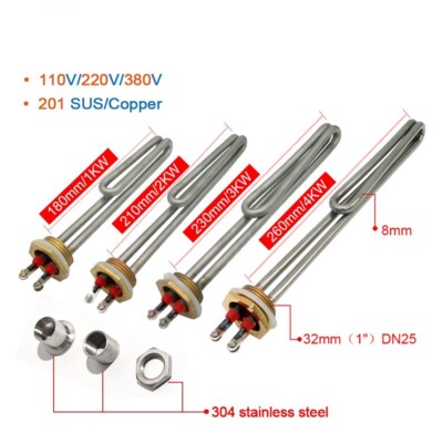 Electric Water Heater Parts Stainless Steel Heating Element Booster Boiler Tube