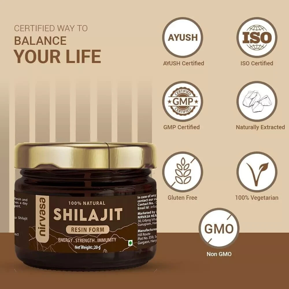 Shilajit Pur Himalayen En Résine - Complément Alimentaire Puissant 20g Avec Cuillère Doseuse