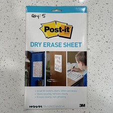 3M Post-It Super Sticky Dry Erase Sheet 7" x 11.3" FIVE Sheets - NEW