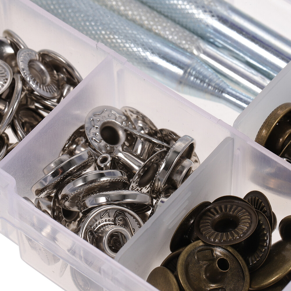 30 Sets Snap Fasteners Kit Button Snaps Fasteners with Punch and Setting Tools