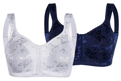 Damen Soft BH ohne Bügel Sassa mit Vorderverschluss weiss blau 75 - 110 B -E