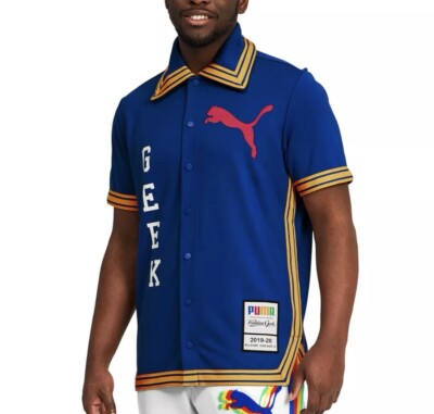 PUMA Fashion Geek All Star Game Shirt Men s Size Medium Snap Button T-Shirt $120