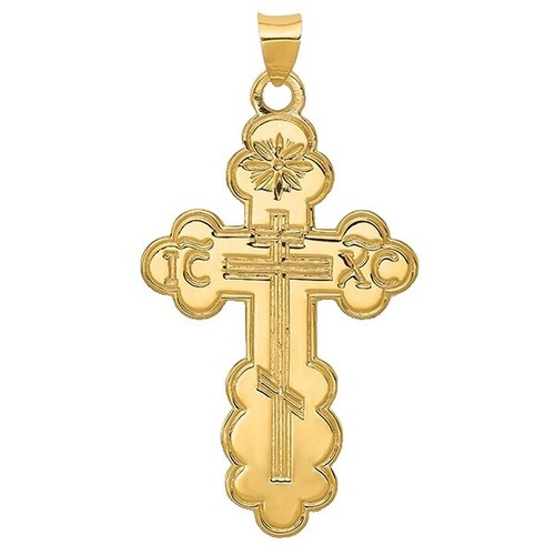 14k Yellow Gold 3D Cross Religious Charm Pendant 1 2.9 grams