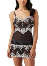 WACOAL Embrace Lace Chemise - Black With Complementary White Lace Sz.S
