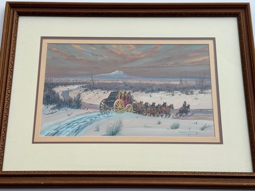 AUSTIN DEUEL PAINTING WESTERN FRONTIER WAGONS HORSES AMERICAN LANDSCAPE FAMOUS - Picture 2 of 21
