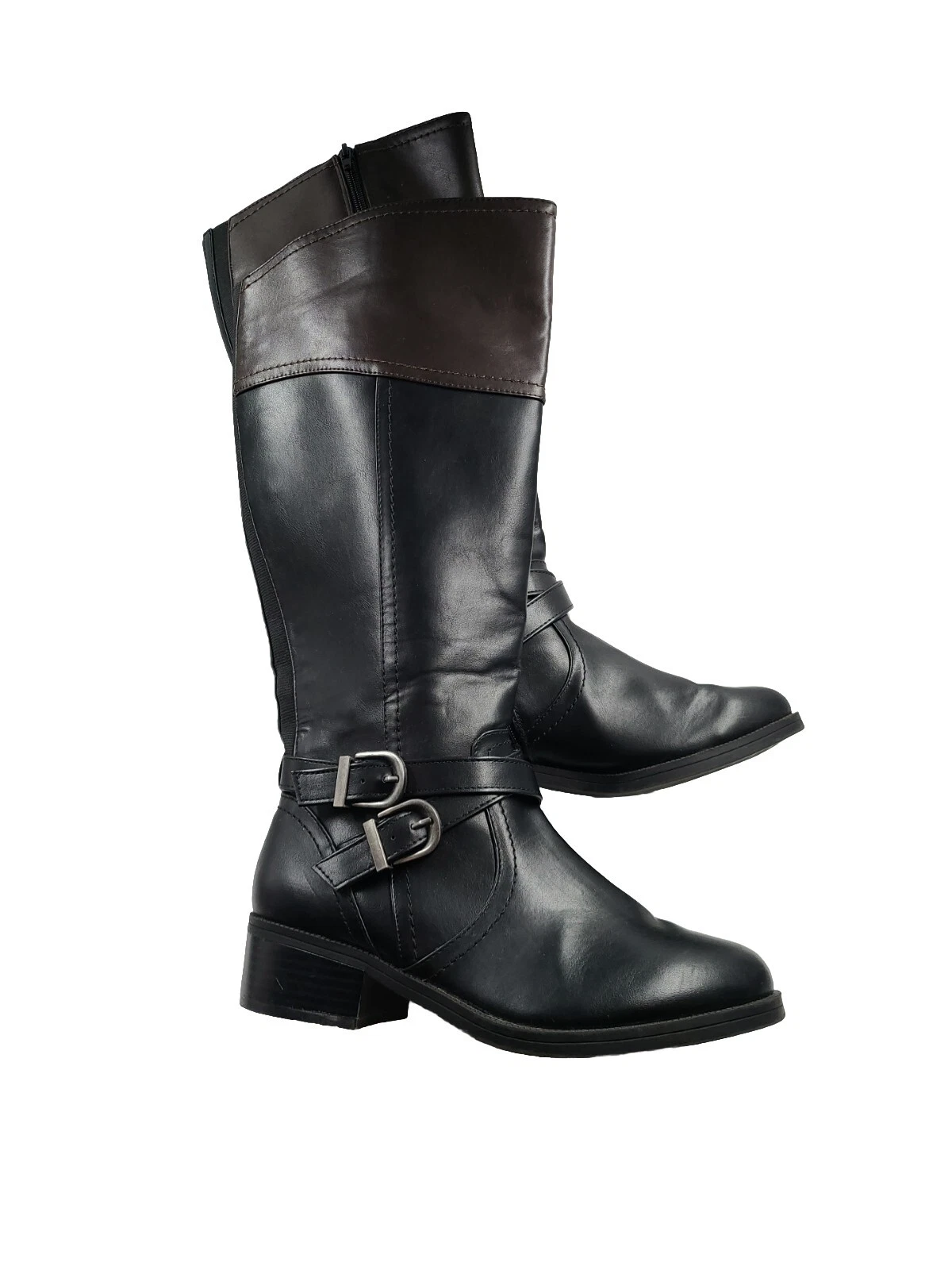 Stivali equitazione Toetos Jordan donna taglia 7 5 W marrone nero alti equitazione zip laterale