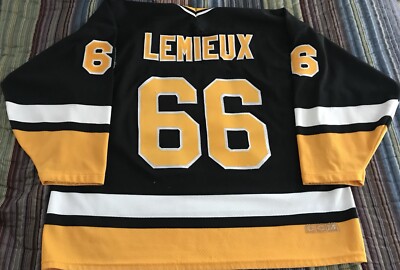 NHL Pittsburgh Penguins #66 Lemieux Vintage Hockey Jersey XL Diagonal Maska