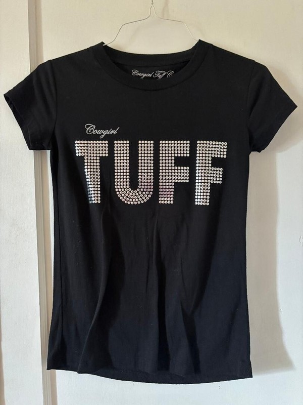 Cowgirl Tuff, short sleeve T-shirt, Black, Medium, has some sparkle!!