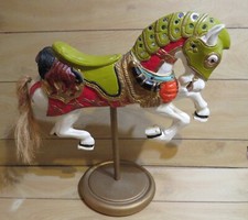 carved Wooden Carousel Horse approx 17H x 17"L on wood stand very nice