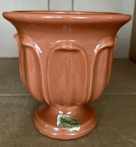 Haeger Red-Orange Pedestal Planter