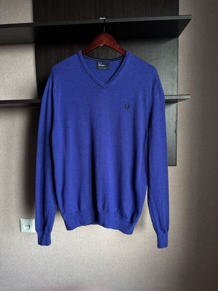 Men Fred Perry Sweater Black Merino Wool L