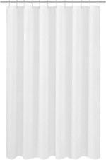 Longer Shower Curtain Liner Fabric 72 X 75 Inches, Hotel Quality, Washable, Whit