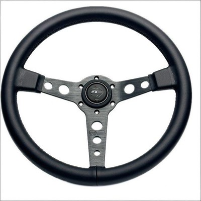 350mm/14inch MOMOO MOD07 BLACK EDITION Deep Dish Leather  Sport Steering Wheel