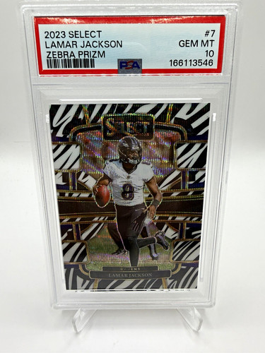 2023 Panini Select Lamar Jackson Zebra Prizm PSA 10 Ravens POP 1🔥
