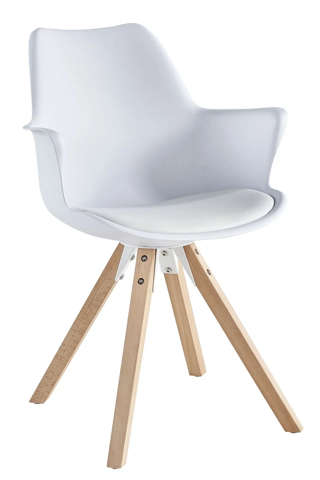 Lot de 2 fauteuils blancs en plastique chaise de salle à manger salon cuisine... - Photo 2/4