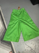 Green Corduroy Vintage 70s Cropped Wide Leg High Ride Pants. Size XS. Look New