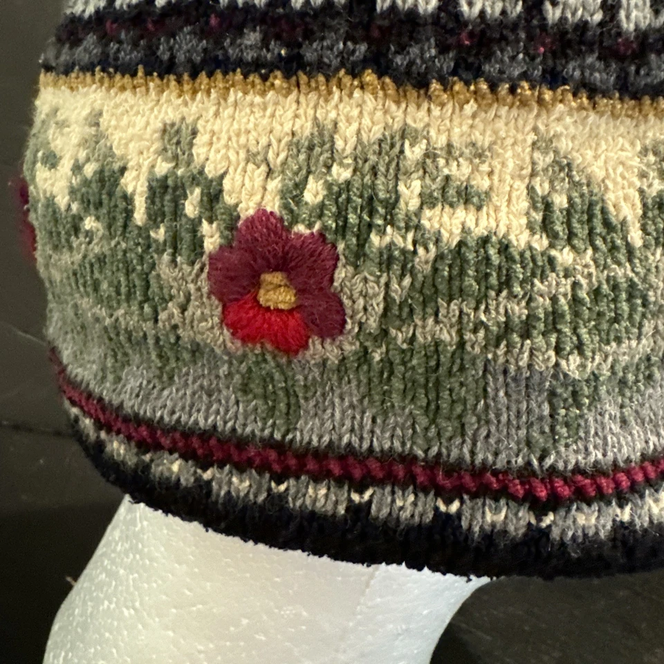 Gorro para mujer Talbots seda algodón isla justa forrado polar elástico talla única Foto 3 de 4