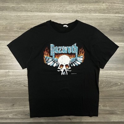 Vintage Nazareth Shirt Mens Medium Black 2XS Tour 1982 Double Sided 80s USA
