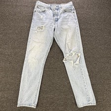 Levi  s 501S Skinny Distressed Light Blue Jeans Womens Sz 28X28 Button Fly Big E