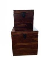 Vintage Truhenset 2 Teilig Braun Massivholz