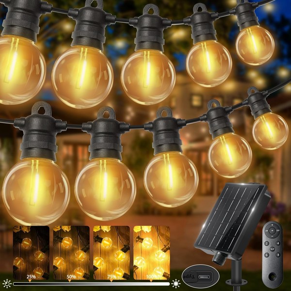 Lichterkette Garten Terrasse Solar LED Outdoor Wetterfest Fernbedienung 15M 25+2-image