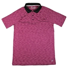 RBX Golf Mens S Performance Polo Shirt Short Sleeve Regular Fit Burgundy Stripe