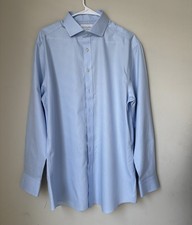NEW WITHOUT TAGS Charles Tyrwhitt 16.5/35 Slim Fit Blue Non-Iron Cotton Shirt