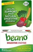 Beano Food Enzyme Dietary Supplement, 30 Tablets (Pack 30 Count of 1) 