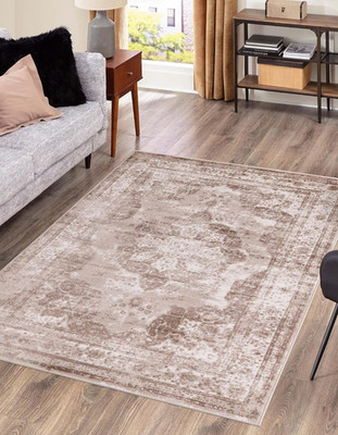 Sofia Collection Beige/Ivory Area Rug - 6'1'' x 9' Rectangle