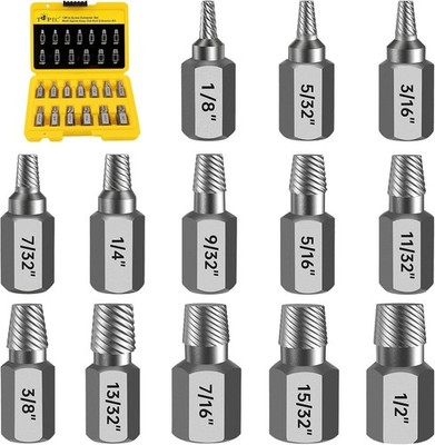 Topec Easy Out Screw Extractor Set 13-Piece, Multi-Spline Easy Out Bolt Extra...