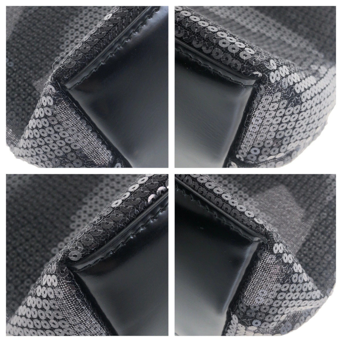 Prada Mesh Triangular Logo Sequin Leather Handbag… - image 4