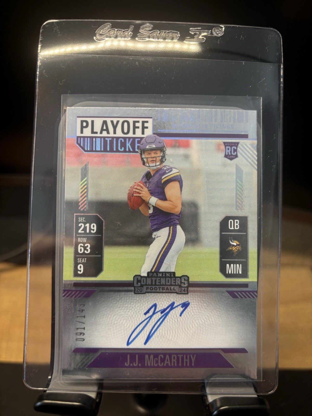 2024 Panini Contenders -  JJ McCarthy Playoff Rookie Ticket Auto /149 Foil (RC)
