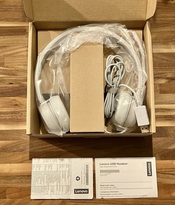 Lenovo 100 USB Stereo Headphones with Microphone GXD1B67867 L09 Wired Gray New