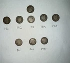 Barber Dime Lot 1901-1915 Circulated Silver 10C US Coins Uncertified Collection